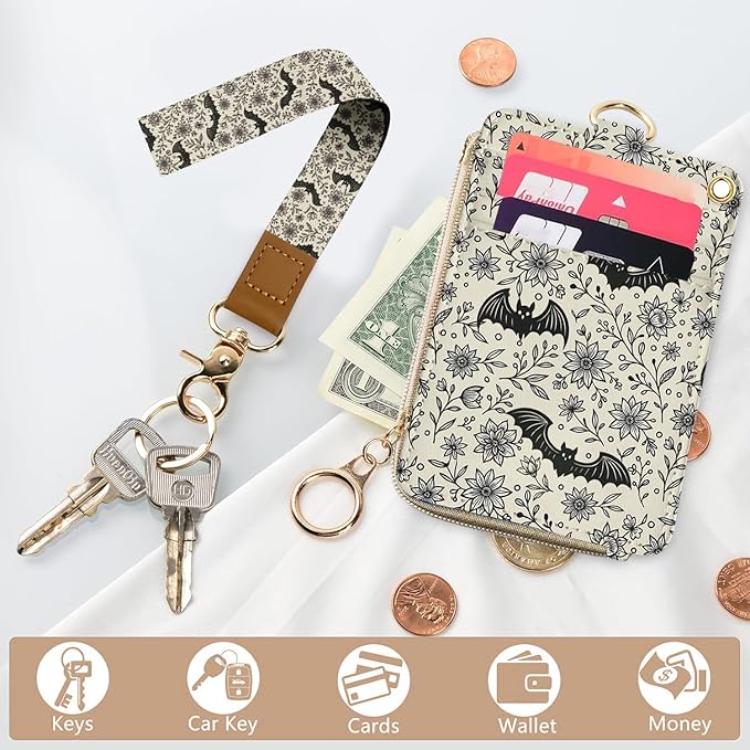 bolimoss Bat Lanyard Wallet Badge Holder PU Leather RFID Keychain Wallet - Image 6