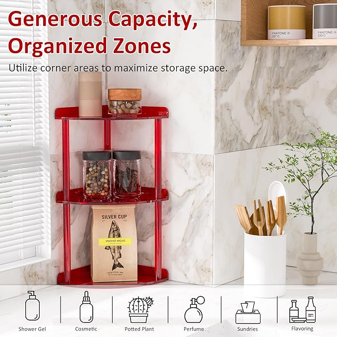 Sezanrpt 3 Tier Countertop Corner Organizer Shelf 7x7x15.7 Inch, Vanity Storage - Image 3