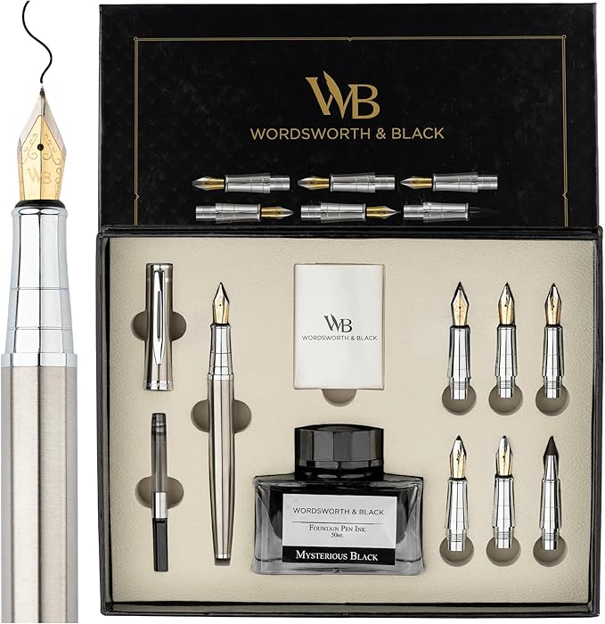 Wordsworth & Black Calligraphy Pen Gift Set, Includes Bottle, 6 Cartridges by WordsworthBlack