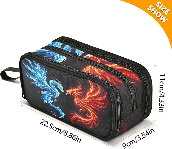 BOENLE Dragon Phoenix Pencil Case Box Boys Girls Large Pencil Pouch - Image 4