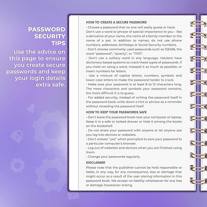 Clever Fox Password Book Spiral – Internet Address & Password Organizer - Image 5