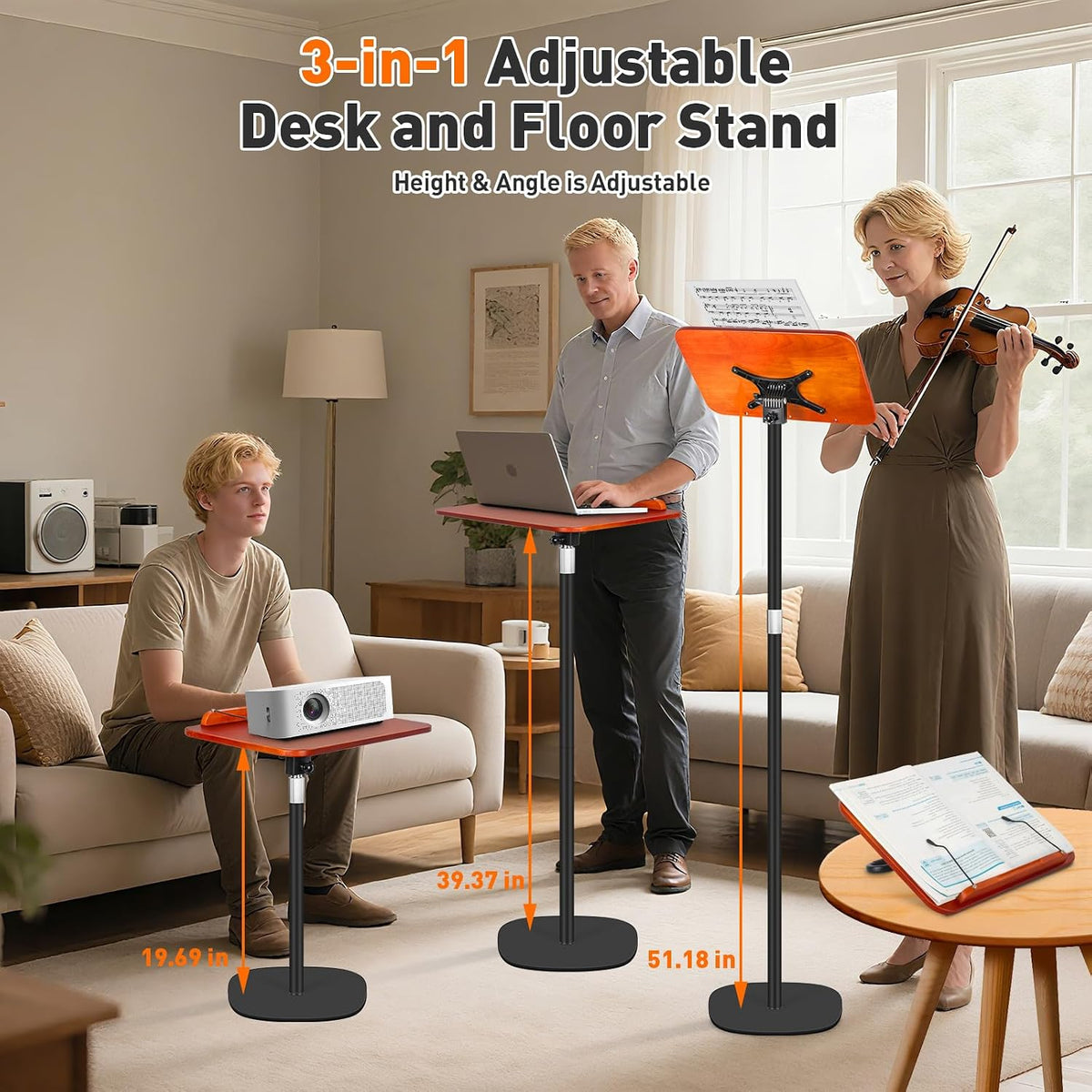 2-in-1 Floor Standing Book Stand, Foldable Book Holder for Reading with Page ...