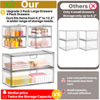 caktraie 6-pack acrylic stackable storage drawers for vanity, front angle view