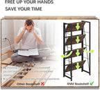 4NM No Assembly Folding Bookshelf Storage Shelves 4 Tiers Vintage Bookcase - Image 8