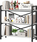 Homeiju 3 Tier Bookshelf 31.49" Width, Wood and Metal Etagere Bookcase