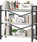 Homeiju 3 Tier Bookshelf 31.49" Width, Wood and Metal Etagere Bookcase by Homeiju