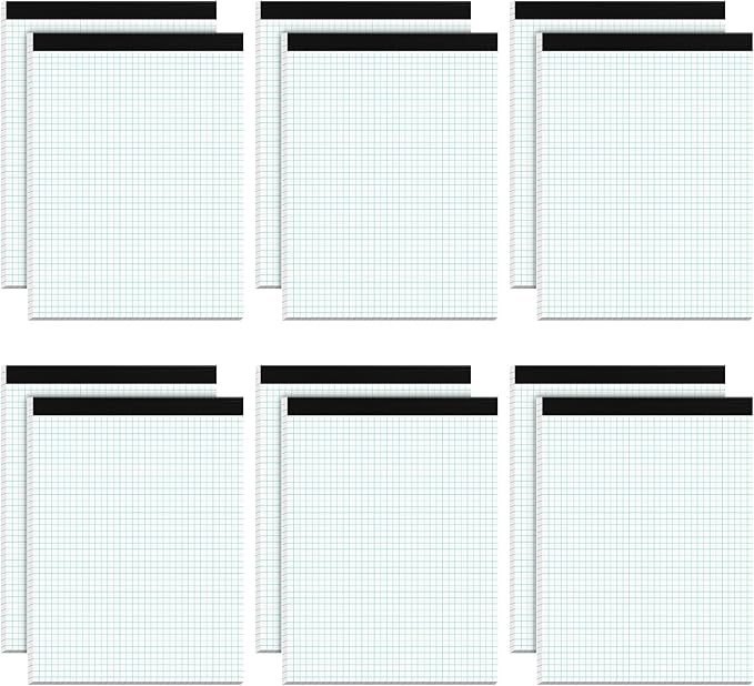 Graph Paper Pad 8.5 x 11, 12 Pack Graph Paper Notebook, 4x4 Graph Ruled by Home