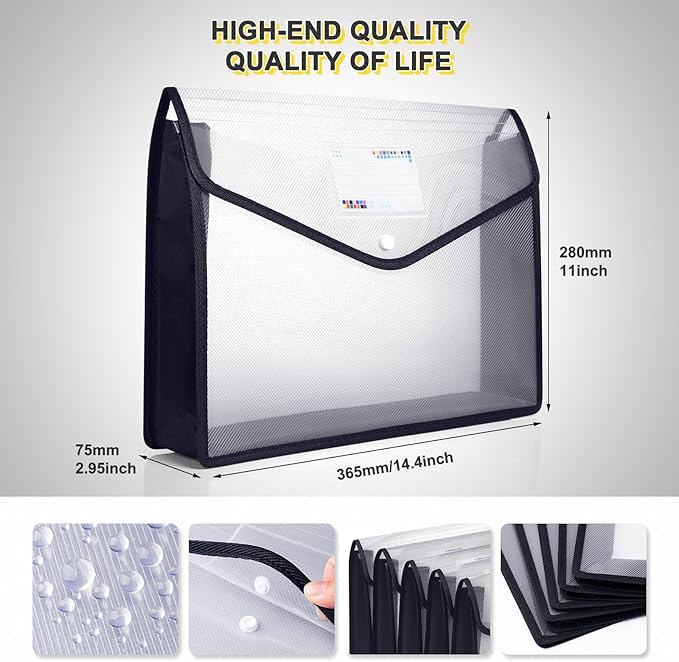 Plastic File Folders, Waterproof Transparent Expandable File Organiser - Image 3