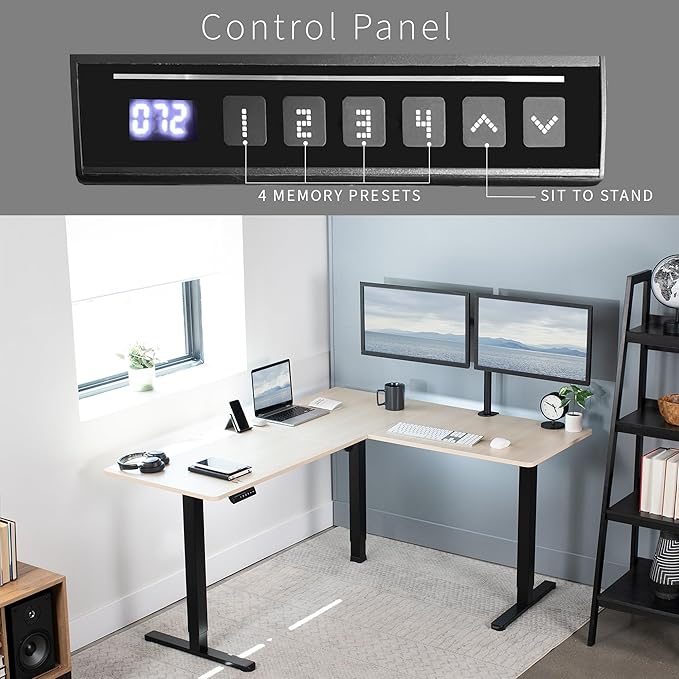 VIVO Electric Corner 63 x 55 inch L-Shaped Standing Desk, Memory Height - Image 5