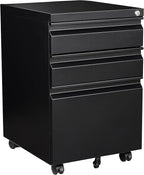 Fesbos 3 Drawer Mobile Metal File Cabinet, Pre-Built Office Storage File Cabinet by Fesbos