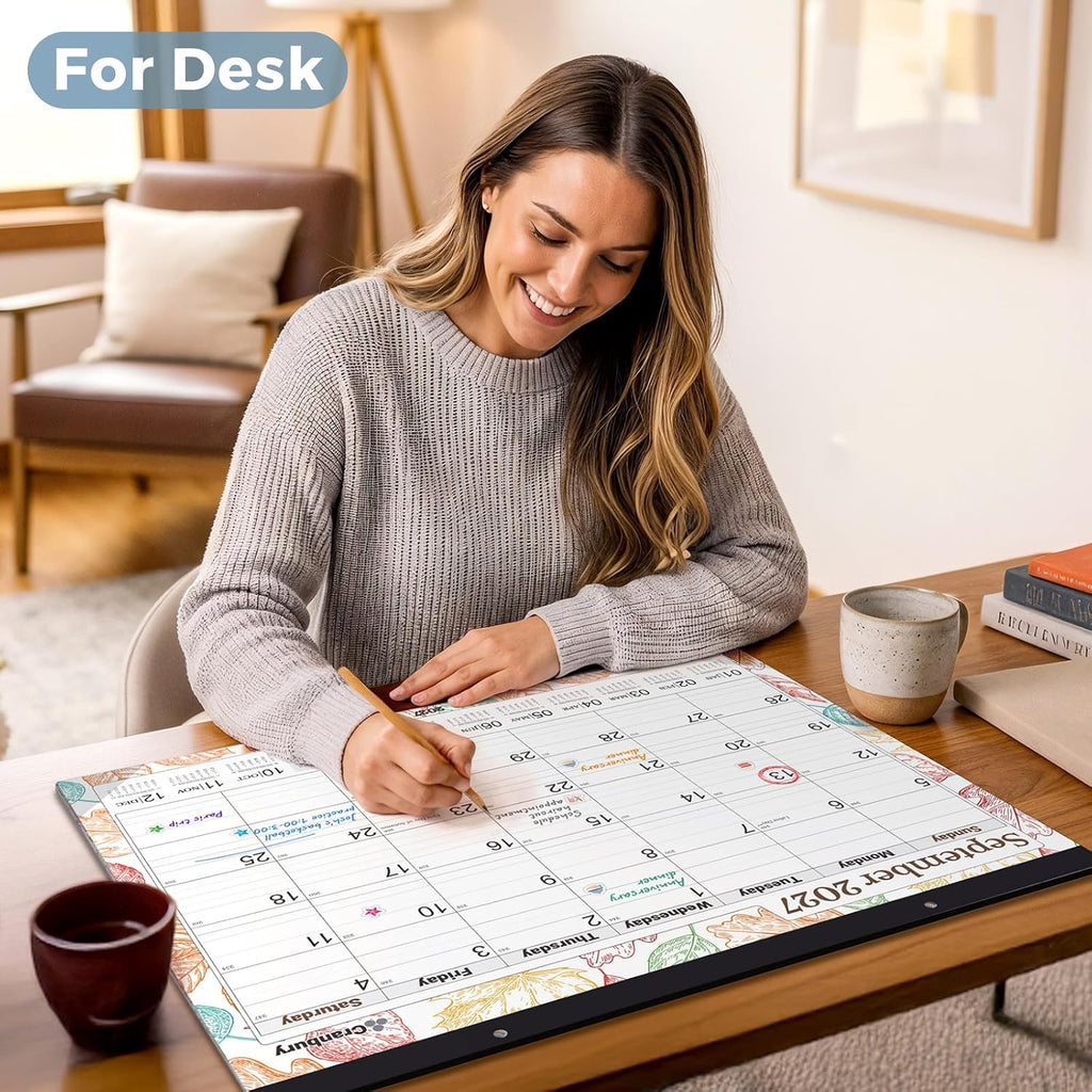 CRANBURY 2026-2027 Desk Calendar 22x17, 18-Month Wall Planner | Large 22x17 monthly calendar with spacious writing blocks keeps schedules, deadlines, and events organized.