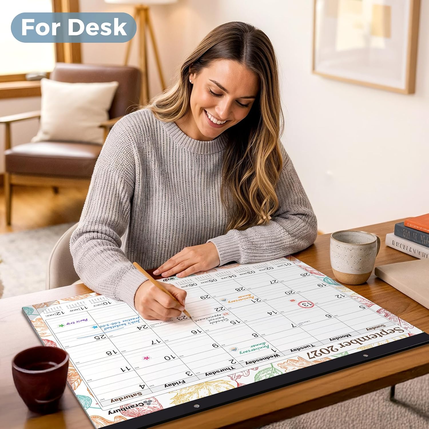 CRANBURY 2026-2027 Desk Calendar 22x17, 18-Month Wall Planner | Large 22x17 monthly calendar with spacious writing blocks keeps schedules, deadlines, and events organized.