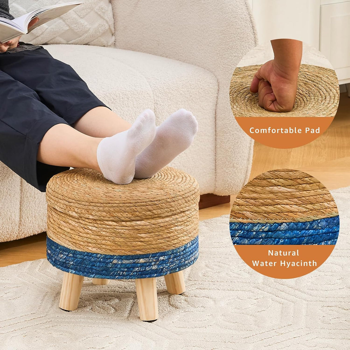 Cpintltr Storage Ottoman Poufs Handwoven Foot Stool