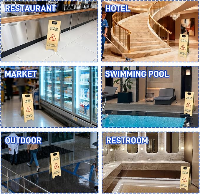 Kerty 2 Pack Stainless Steel Wet Floor Sign, 24 Inch Caution Wet Floor Sign - Image 7