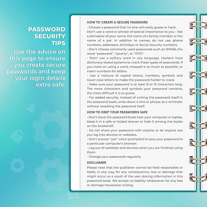 Clever Fox Password Book Spiral – Mini Internet Address & Password Organizer - Image 5