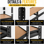 garage shelving, 36"w x 16"d x 72"h, 5-tier on a desk or shelf