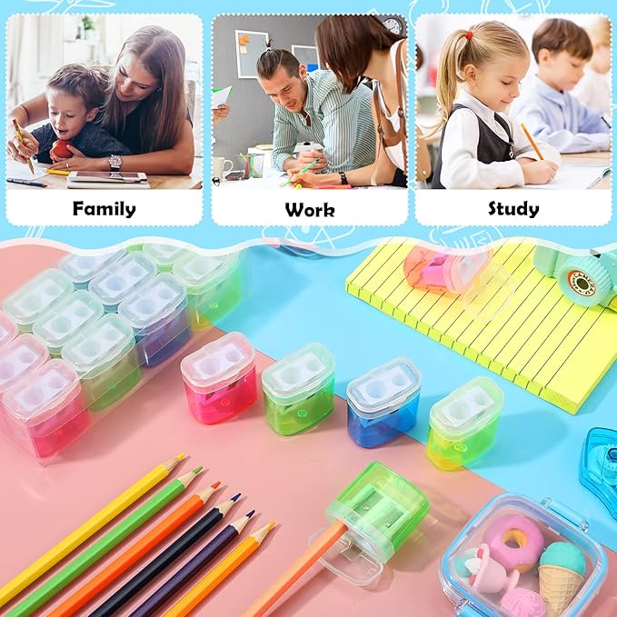 Teling 144 Pcs Manual Pencil Sharpeners Bulk Handheld Dual Holes Pencil - Image 6