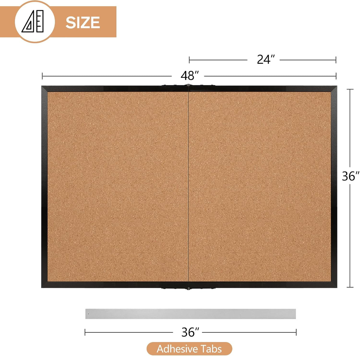 Cork Board Bulletin Board 36 x 48, Black Wood Framed 4x3 Corkboard, Foldable ...