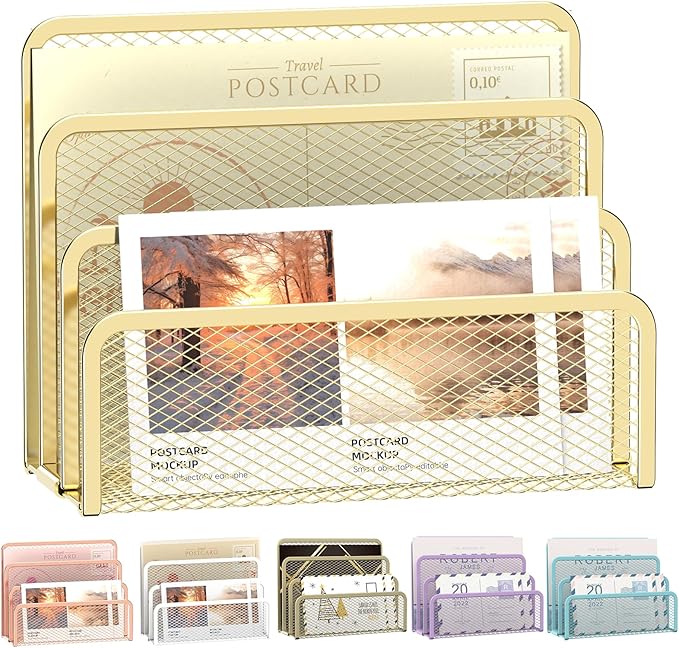 SUPEASY Mail Organizer for Desk, Mesh Metal Mail Holder Countertop by SUPEASY