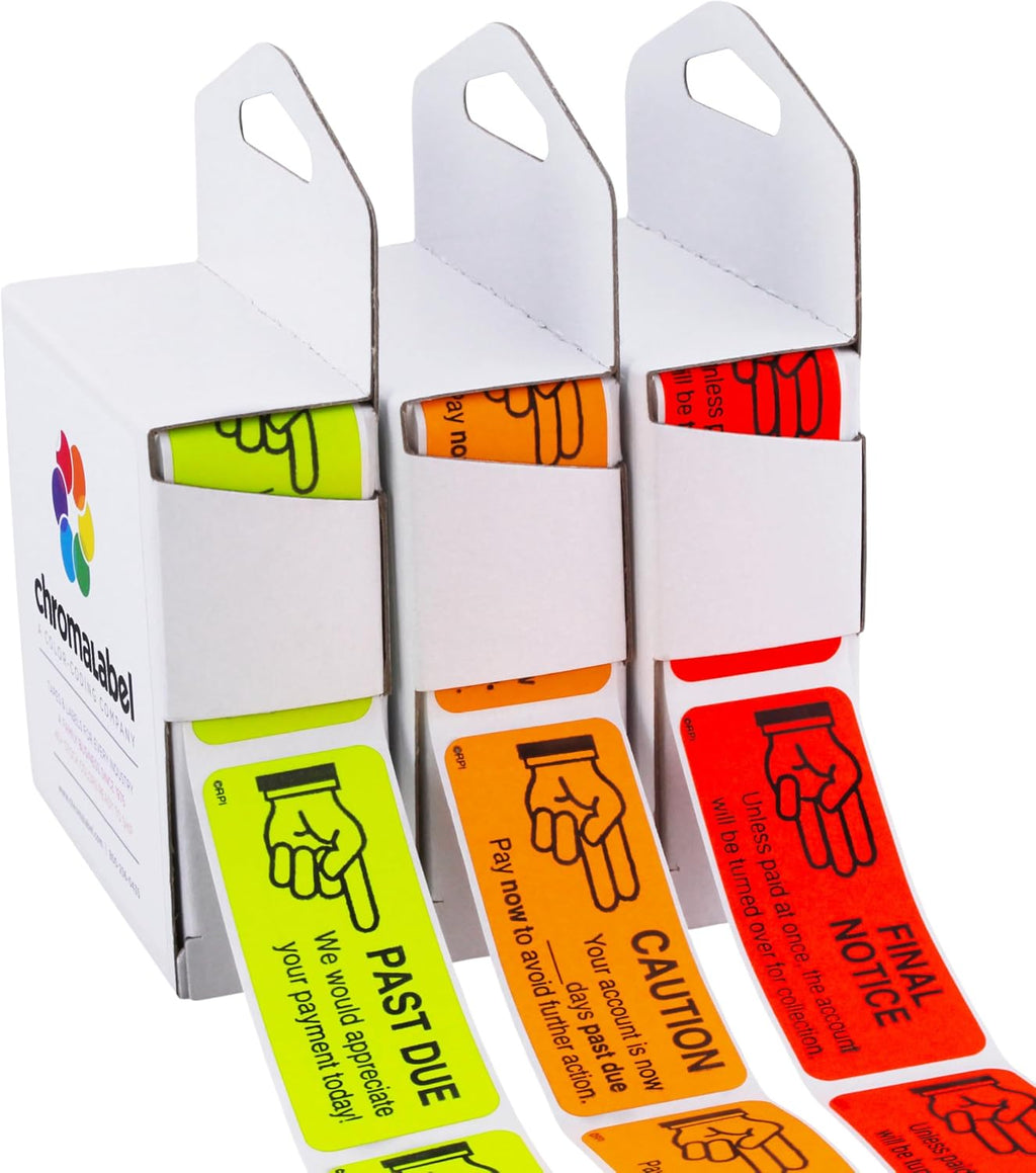 1" x 2.25" 3 Assorted Account Receivable Labels, 250/Box | Product Identification Stickers for Packaging, Warehouses, Retail, Shipping, Inventory and Organization. Made in USA