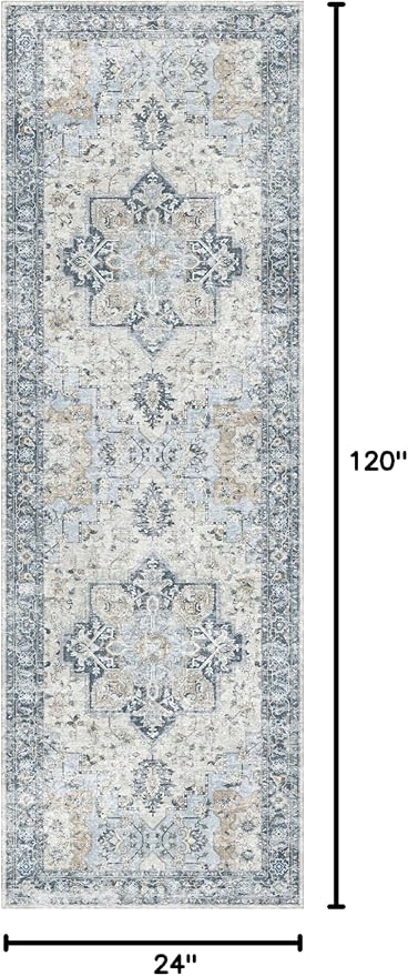 GENIMO Runner Rug 2x10, Machine Washable Vintage Runner Carpet, Non Slip - Image 2