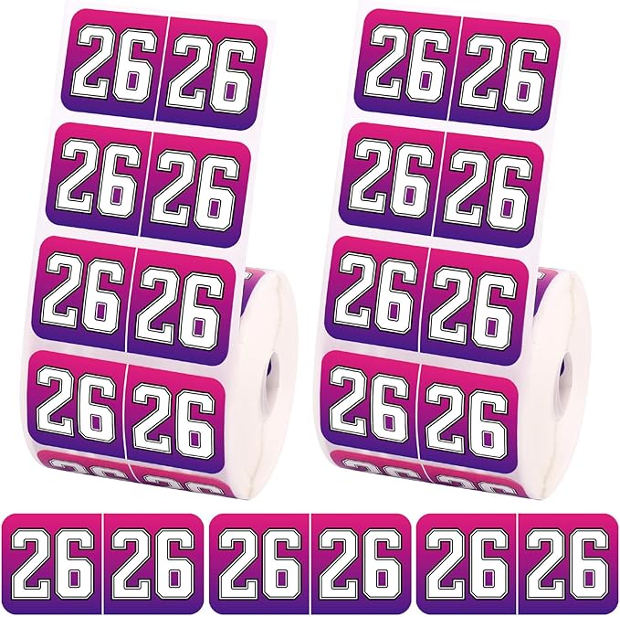 1000pcs 2026 Year Stickers, 3/4x1-1/2 Inch 26 Year Colored Self-Adhesive by Unknown