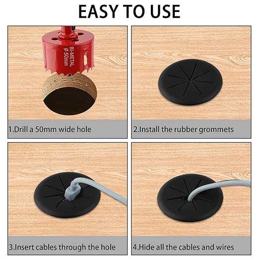 2 Inch Desk Grommet, 12 Pieces Wire Grommet, Desk Hole Cover - Image 4