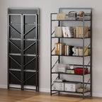 JSB No Assembly Folding Bookshelf, 5 Tier Industrial Metal Book Shelf - Image 4