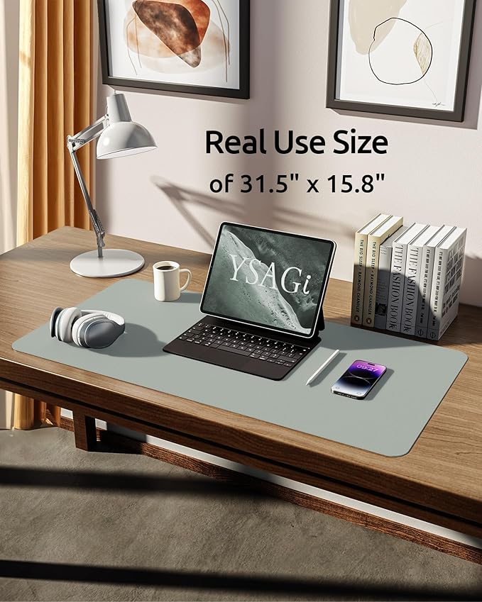 YSAGi Leather Desk Protector, Office Mat, Large Mouse Mat, Non-Slip PU Leather - Image 5