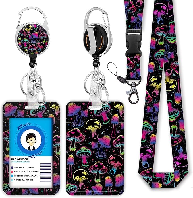Teacher Lanyards for ID Badges and Keys, Retractable ID Badge Holder by Giancomics