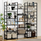 NUMENN Triple Wide 6 Tier Bookshelf, Rustic Industrial Style Bookcases and - Image 2