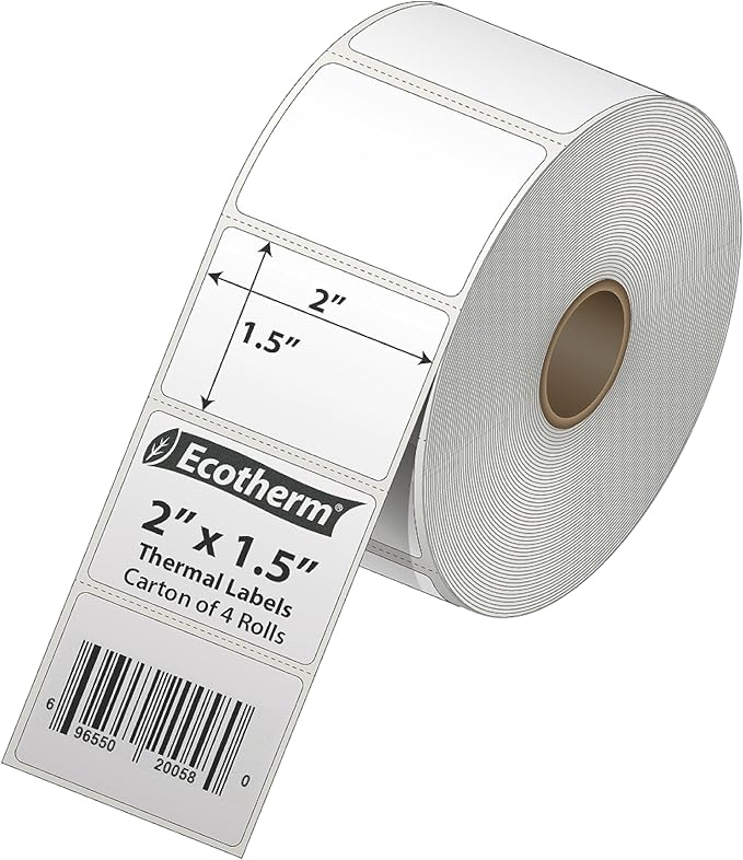 2" x 1.5" Thermal Labels | 4 Rolls | 5280 Labels | fits Zebra, Offnova Thermal - Image 2