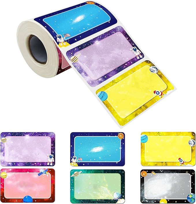 300 Pcs Name Tag Label Sticker Galaxy-Themed in 6 Designs by Stickyourhappymoment