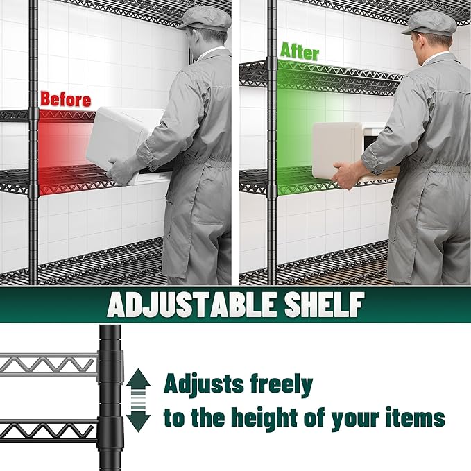 DurayLoly 2500 LBS Shelf Storage Shelves 68.1" W Wire Shelving Unit, Garage - Image 6