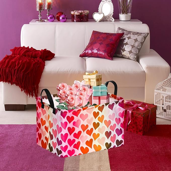 FUULOXE Rectangular Valentines Basket Storage Bin - Image 3