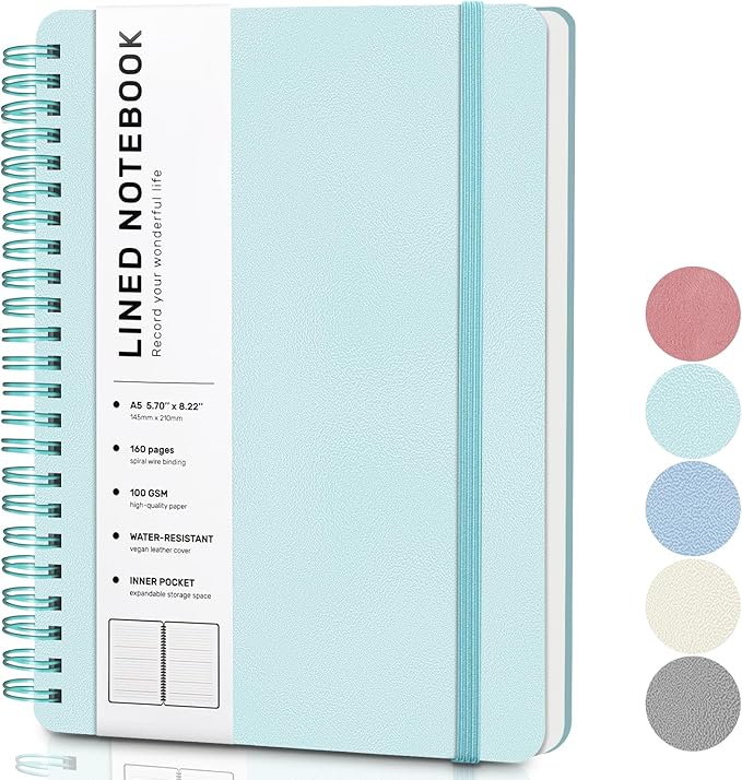 Light Green Lined Spiral Journal Notebook by ABERLLS