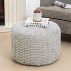 asuprui round ottoman pouf foot stool, light gray, package contents
