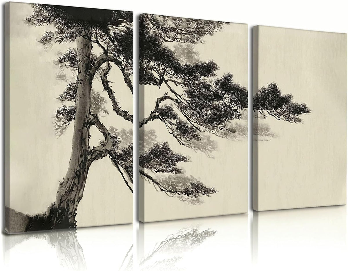 frimeeme vintage sketch pine tree framed canvas wall, main product view
