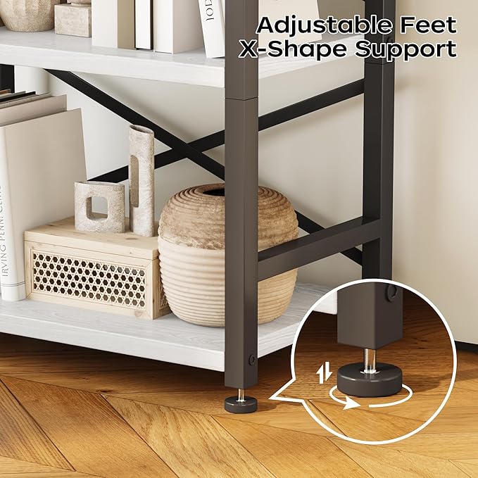 Homeiju Organization and Storage, 5 Tier Bookshelf, Tall Bookcase - Image 7