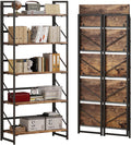 JSB No Assembly Folding Bookshelf, 5 Tier Industrial Metal Book Shelf