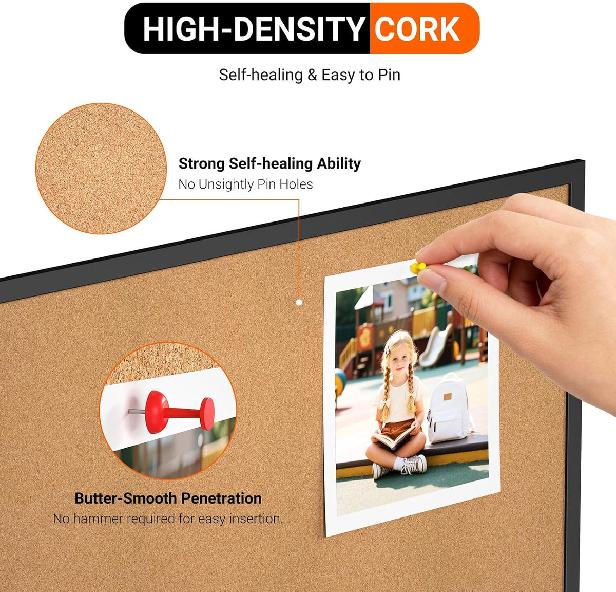 Forlogic Cork Board Bulletin Board with Black Wood Frame， 32 x 48 Large Corkb...