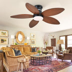 tropical palm leaf rgb ceiling fans with lights, view 9