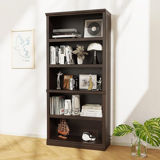 Bevfint Bookshelf, Open Storage 70 Inch Tall 5 Shelf Bookcase, Floor Standing - Image 2