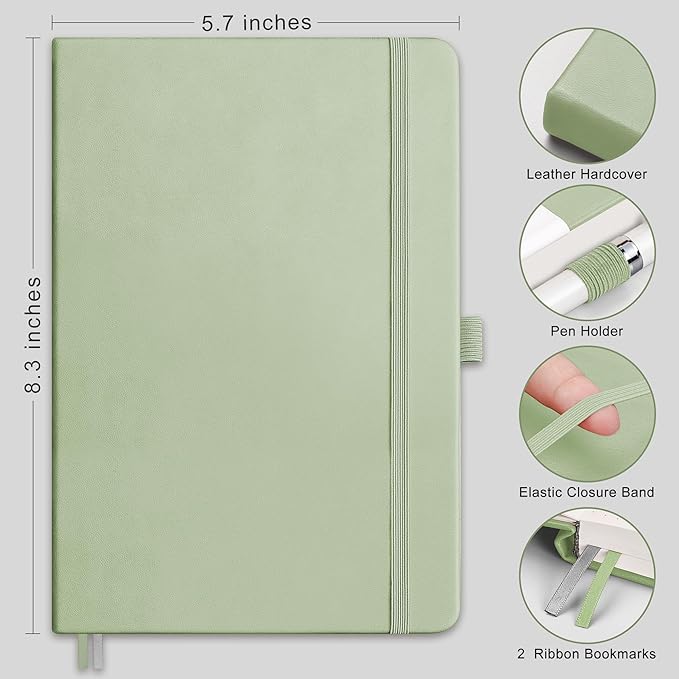 RETTACY Bullet Dotted Journal Notebook, 256 Pages, A5 Medium Size, Leather - Image 2