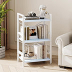 Homeiju Bookshelf, 3 Tier Industrial Bookcase, Metal Small Bookcase, Rustic - Image 5