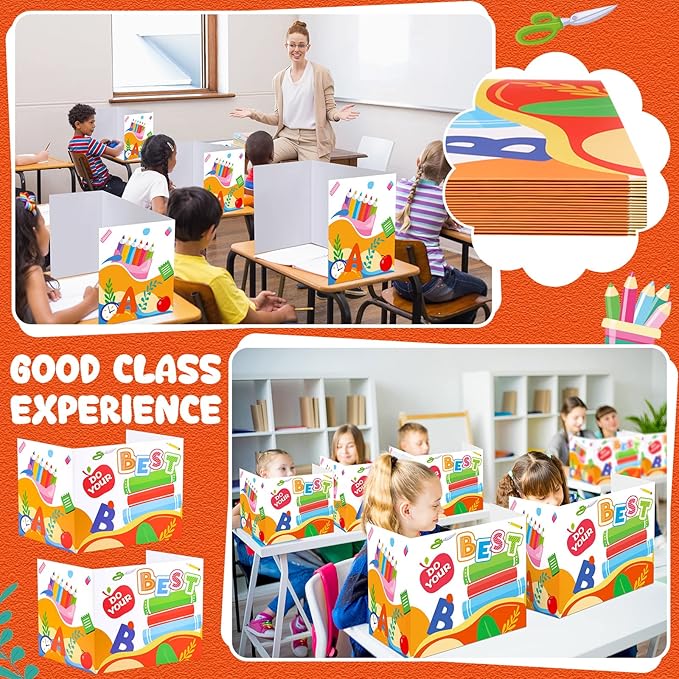24 Pcs Privacy Boards for Student Desks Bright Colored Classroom Desk Divider - Image 4