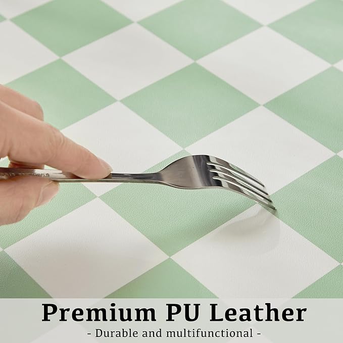 Ohocut Checkered Desk Mat, Large Cute Aesthetic Retro PU Leather Computer - Image 5