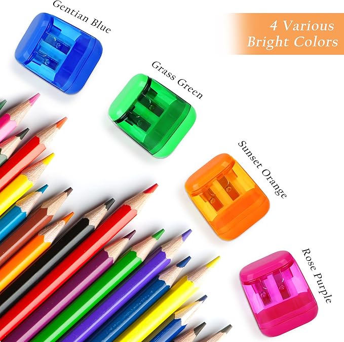 Aodaer 48 Pieces Manual Pencil Sharpeners Dual Hole Compact Sharpener - Image 5