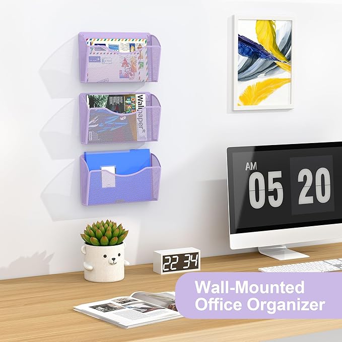 EasyPAG 3 Single Pocket Wall File Organizer, Mesh Hanging File Folder Organizer - Image 4