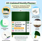 Roterunner Purpose Planner Notebook B5 7.5”x9.8” Undated 2026 Daily Weekly and - Image 2